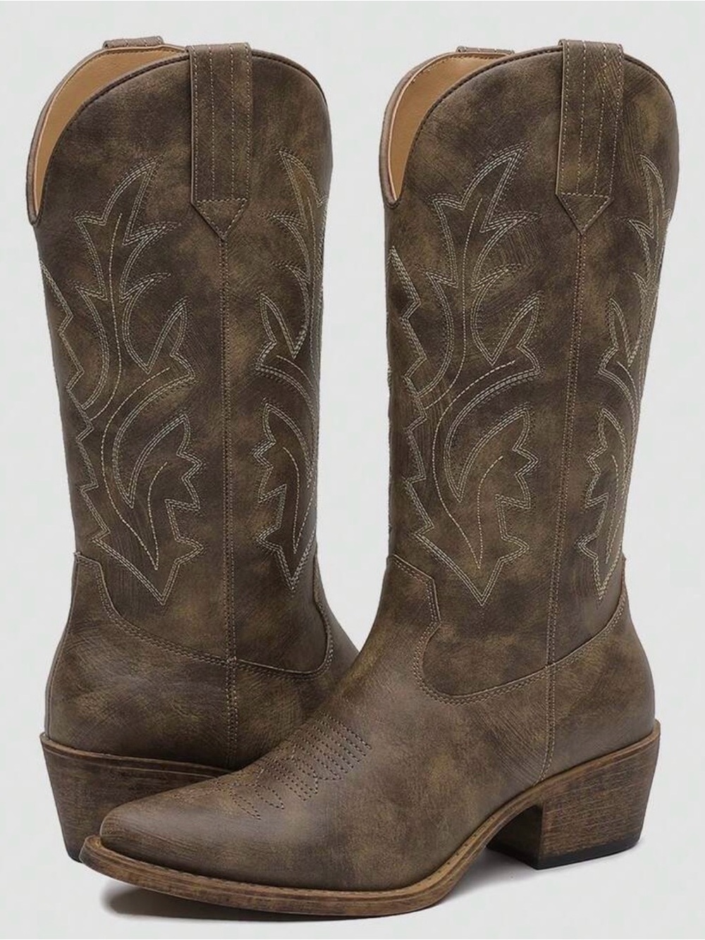 Classic Embroidered Western Cowboy Boots - Dark Brown
